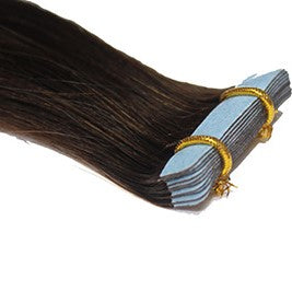 24" Tape In Luxury EUROPEAN Virgin Remy Extensions STRAIGHT - Colour #001b - Natural Brown/Black