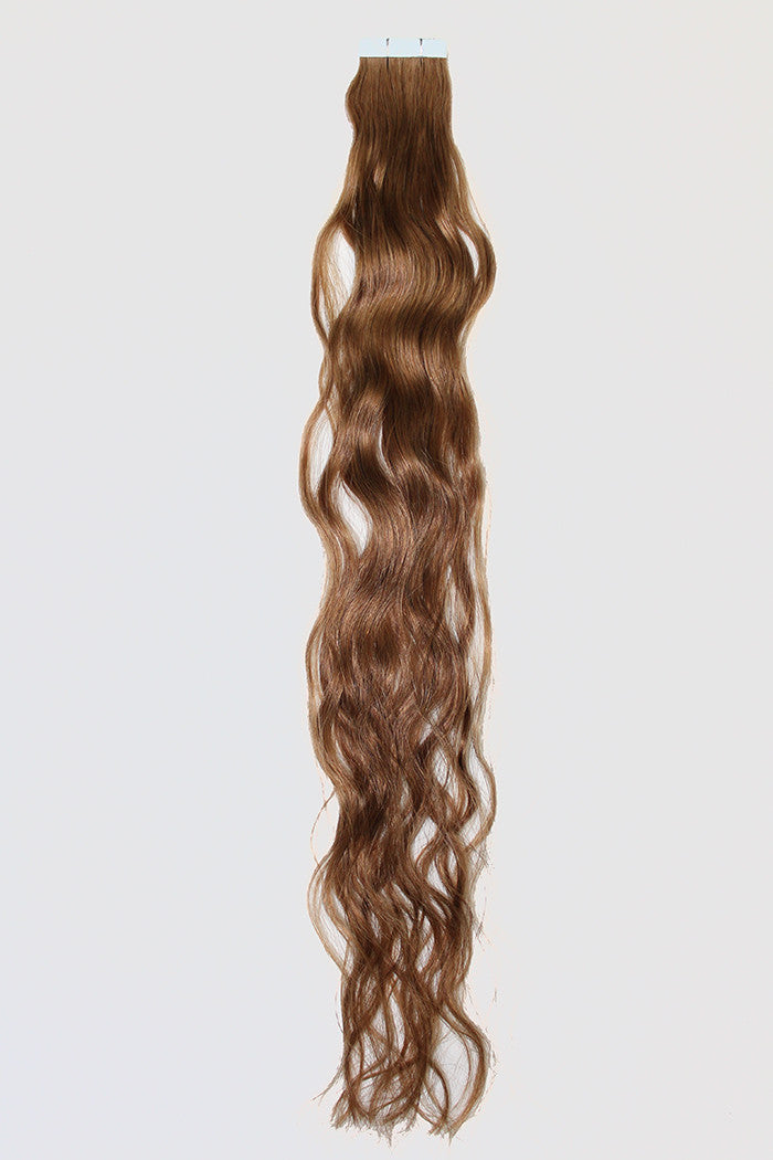 20" Tape In Extensions EUROPEAN BEACH WAVE - Colour #008 - Light Brown