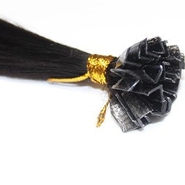 24" V-Tip Fusion Hair Extensions EUROPEAN STRAIGHT - Colour #001b - Natural Black