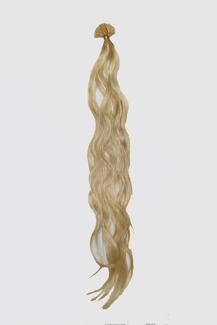 20" V-Tip Fusion Hair Extensions EUROPEAN BEACH WAVE - Colour #613 - Pearl Blonde